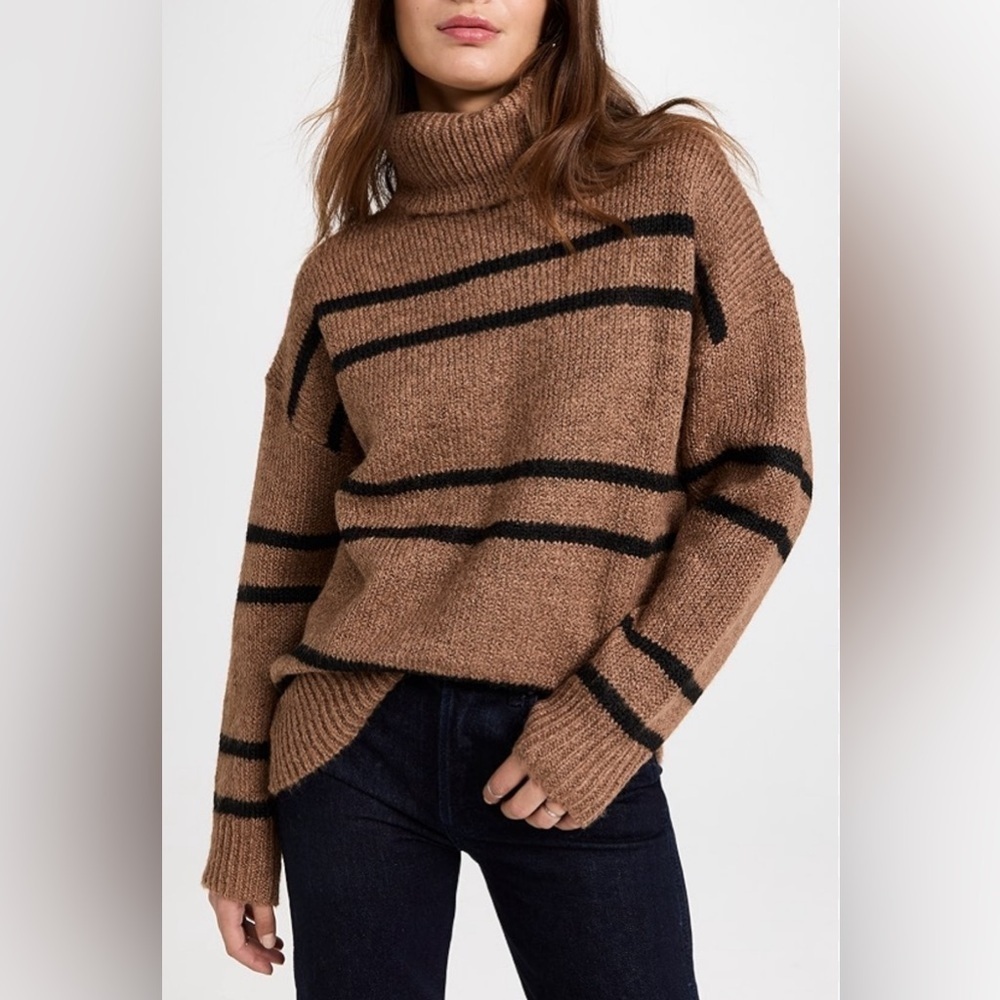 Line & Dot Revolve Veronica oversized turtleneck sweater in brown size XS
